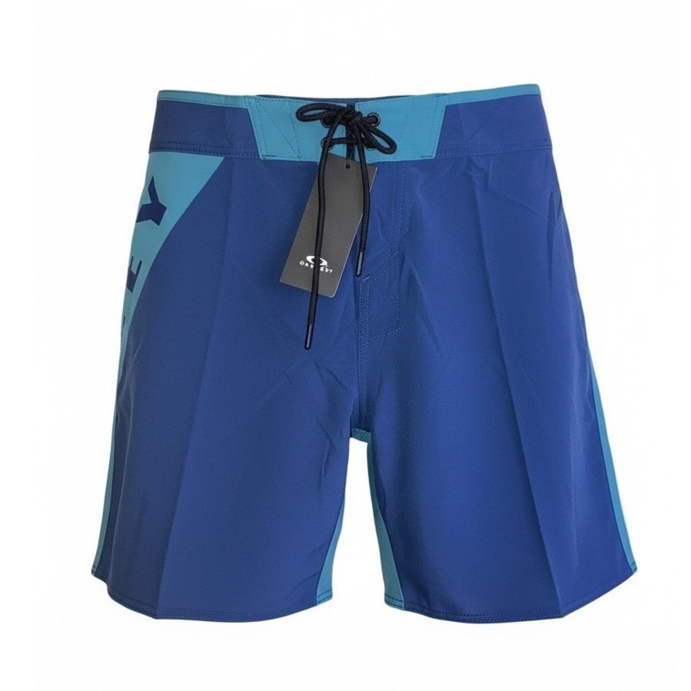Oakley Floater Angle Block 18 Inch Board Shorts Dark Blue Teal Mens Size 31 NEW